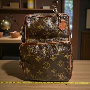Louis Vuitton Brown Monogram Crossbody Bag with Tan Trim